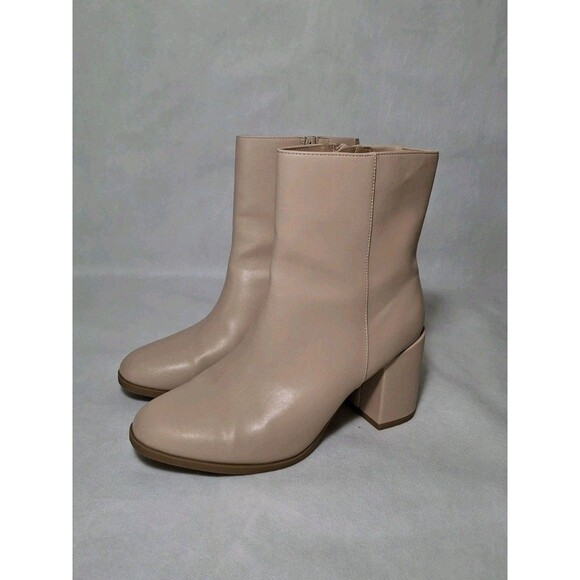 a new day Shoes - A New Day Janelle Ankle Boots Block Heels Women's 7.5 Beige Nude